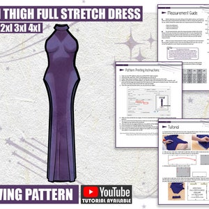2XL 3XL 4XL Open Thigh Full Stretch Dress Sewing Pattern/Downloadable PDF and Tutorial Book