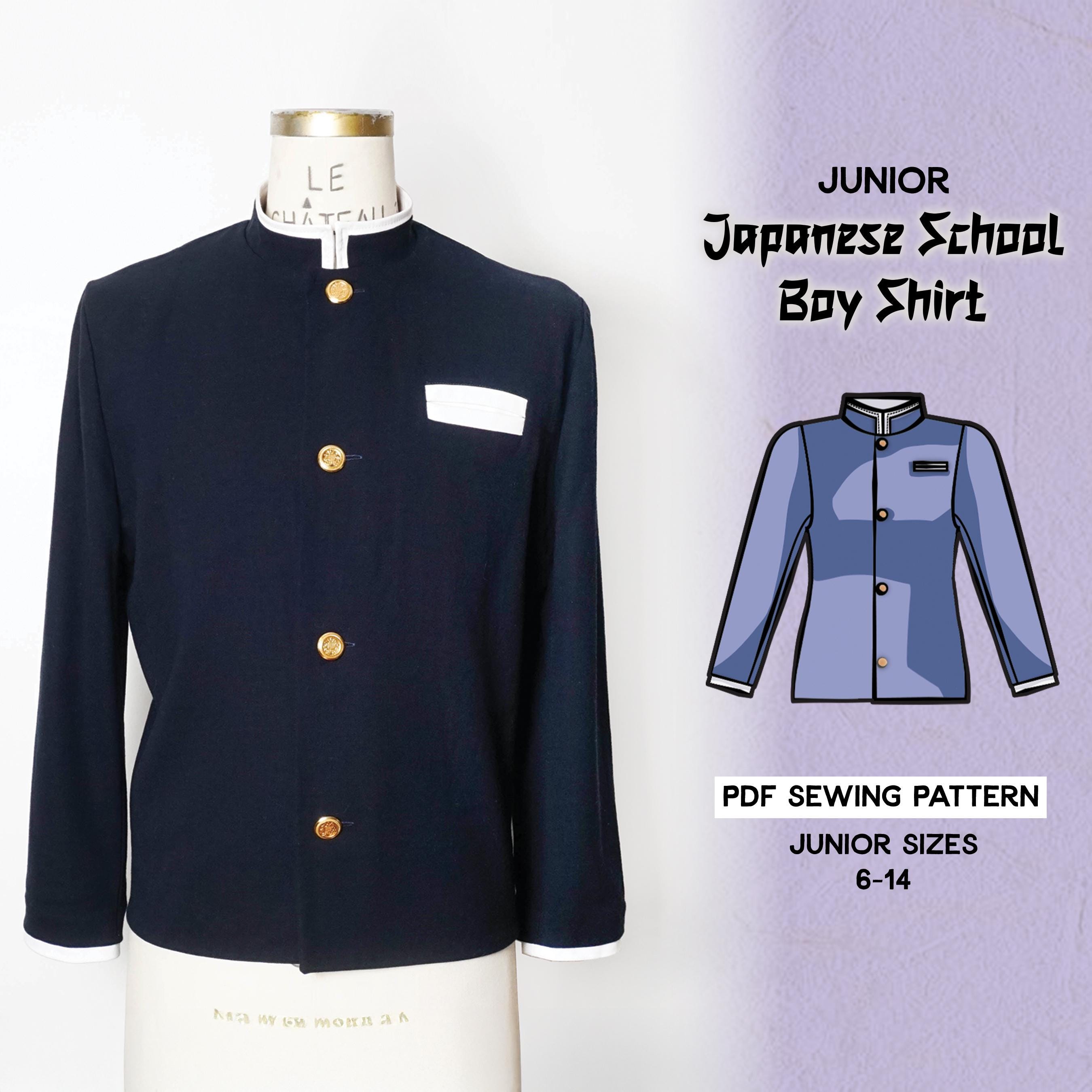 JUNIOR Japanese School Boy Shirt Sewing Pattern/Downloadable PDF File and Tutorial Book