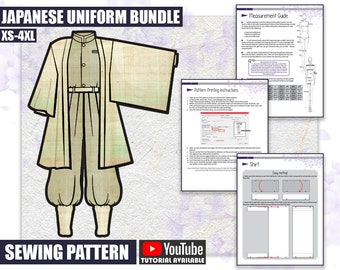 BUNDLE Modèle de couture de cosplay uniforme japonais / Fichier PDF téléchargeable