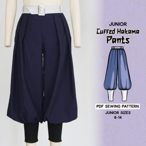 JUNIOR Cuffed Hakama Pants Sewing Pattern/Downloadable PDF File and Tutorial Book