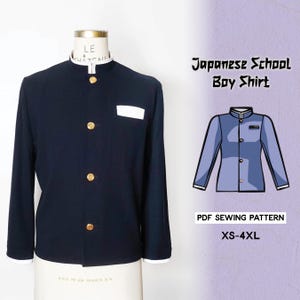 Japanese School Boy Shirt Sewing Pattern/Downloadable PDF File and Tutorial Book