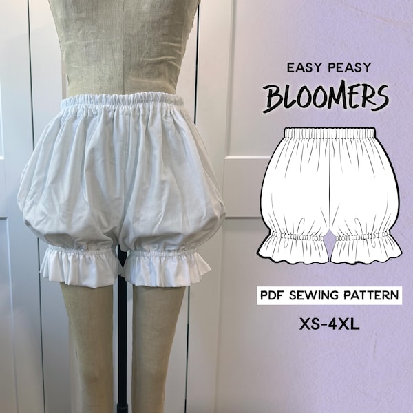 Easy Bloomers Sewing Pattern | Vintage Cottagecore, XS-4XL (PDF)