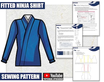 Fitted Ninja Shirt Sewing Pattern/Downloadable PDF File and Tutorial Book