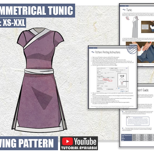 Asymetrische Tunika Cosplay Nähen Pattern/Downloadable PDF File