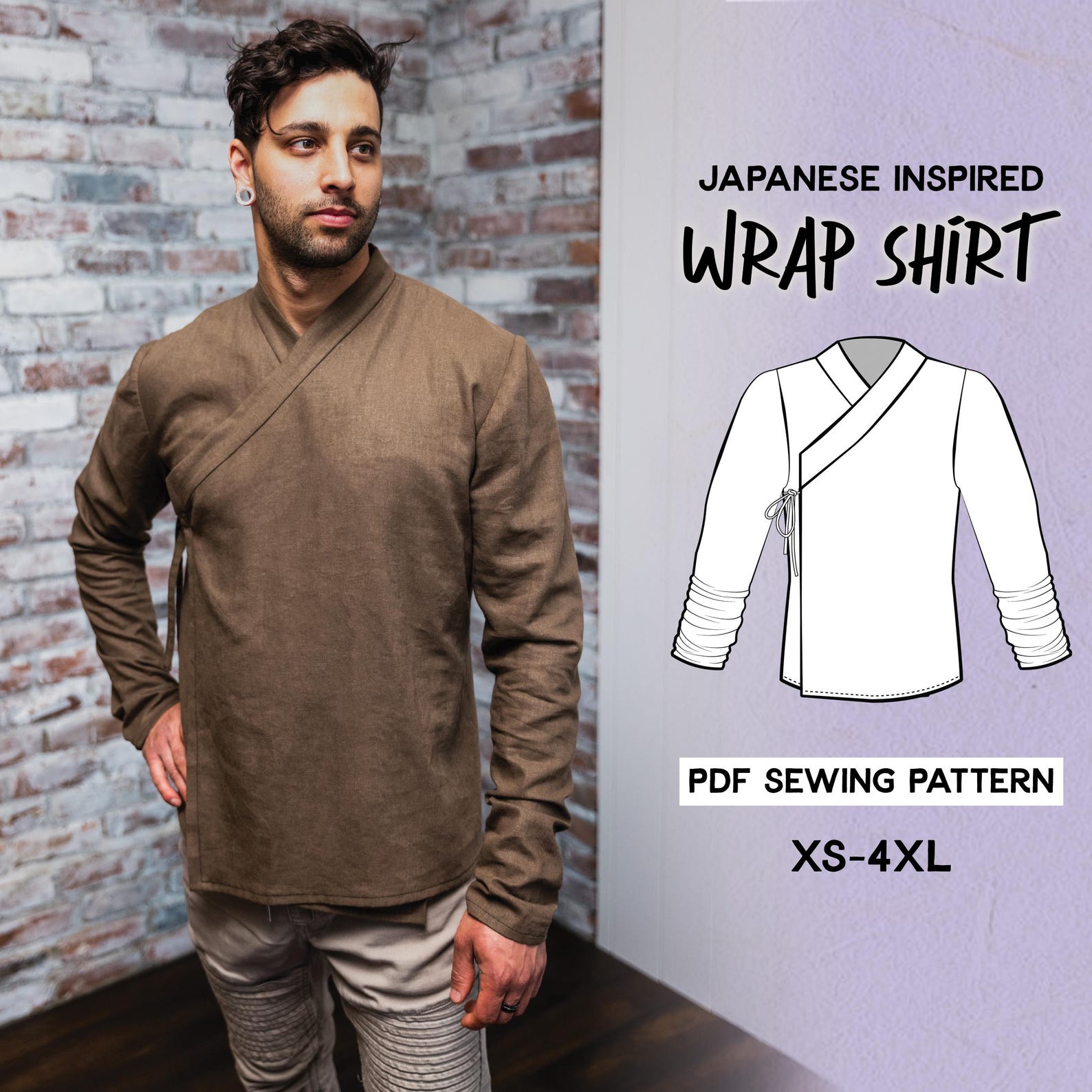 Japanese Wrap Shirt Sewing Pattern – Kimono & Hanfu Inspired ...