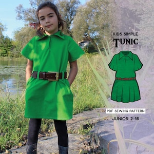 Simple Tunic Junior Kids Sewing Pattern/Downloadable PDF File and Tutorial Book