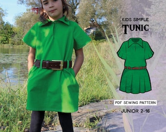 Patrón de costura de túnica sencilla para niños pequeños/Archivo PDF descargable y libro tutorial
