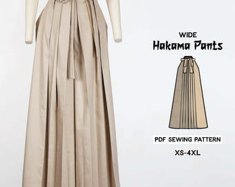 Wide Hakama Pants Sewing Pattern/Downloadable PDF and Tutorial Book