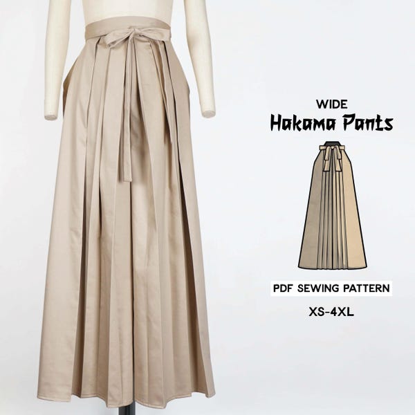 Wide Hakama Pants Sewing Pattern/Downloadable PDF and Tutorial Book
