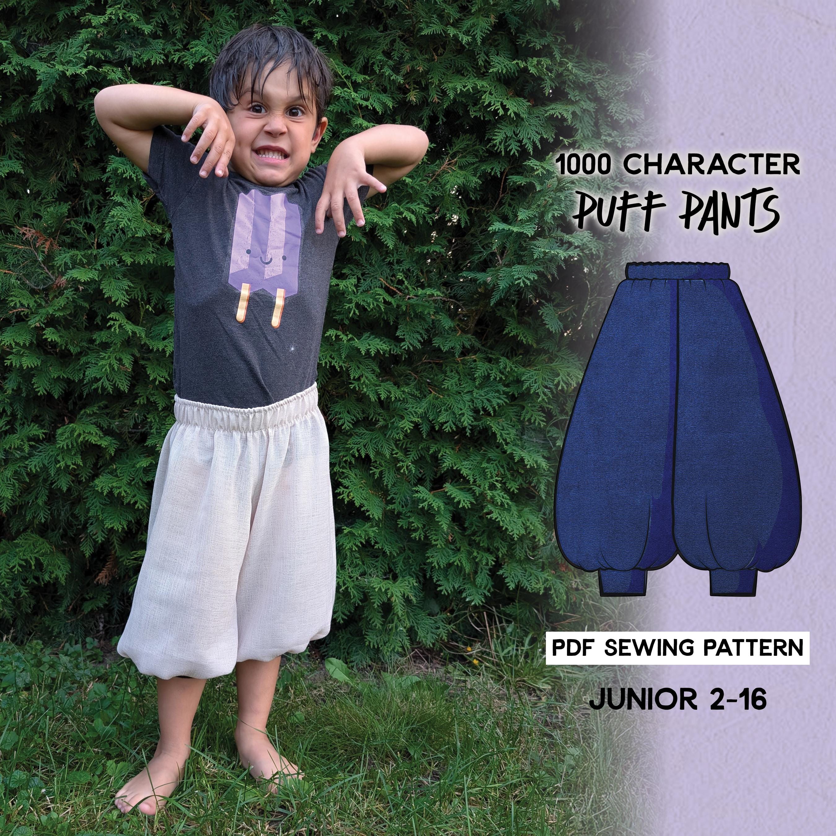Puffy Pants Kids Junior Sewing Pattern/Downloadable PDF File and Tutorial Book