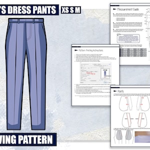 XS S M pantalons de costume pour hommes Costume de mode cosplay patron de couture/fichier PDF téléchargeable image 1