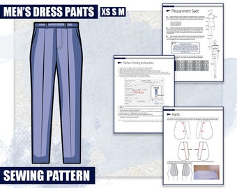 XS S M pantalons de costume pour hommes Costume de mode cosplay patron de couture/fichier PDF téléchargeable