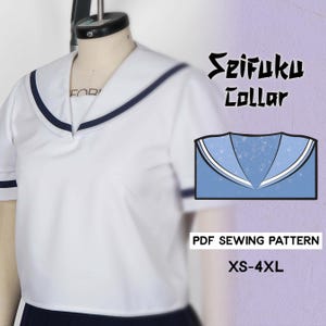 Patrón de costura de cuello Seifuku / Archivo PDF descargable y libro tutorial