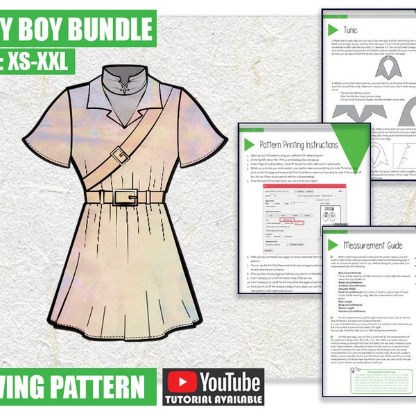 BUNDLE Fairy boy Cosplay Sewing Pattern/Downloadable PDF file