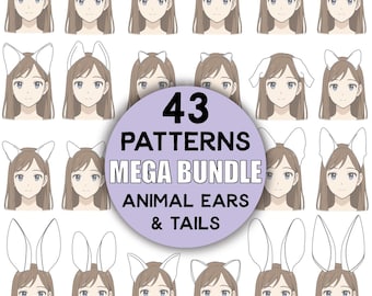 Patrón fácil de orejas y colas de animales sin costuras / Archivo PDF descargable y libro tutorial