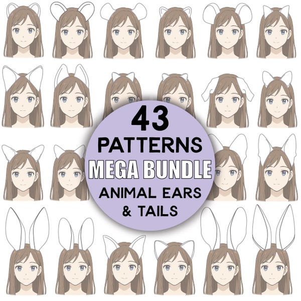 Easy No-Sew Animal Ears and Tails Pattern / Downloadable PDF File and Tutorial Book