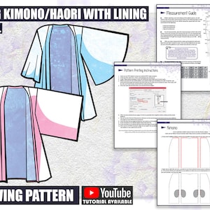 Long Haori/Kimono Lined Sewing Pattern/Downloadable PDF File and Tutorial Book