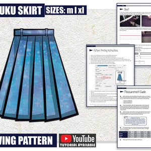 M L XL Seifuku Skirt Sewing Pattern/Downloadable PDF and Tutorial Book