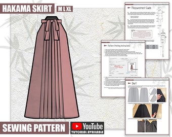 M L XL Hakama Skirt Costume Sewing Pattern/Downloadable PDF File