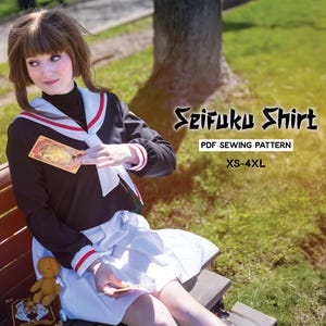 Classic Japanese School Uniform Sewing Pattern | Womens XS Classic Japanese School Uniform Sewing Pattern | Womens XS