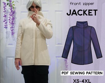 Cosplay Jacket Sewing Pattern | High Collar & Zipper | Unisex XS-4XL | PDF
