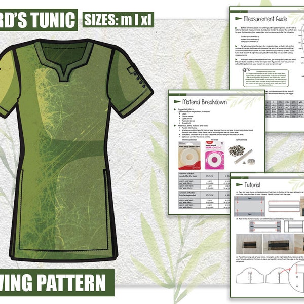 M L XL Guard's Tunic Sewing Pattern/Downloadable PDF and Tutorial Book