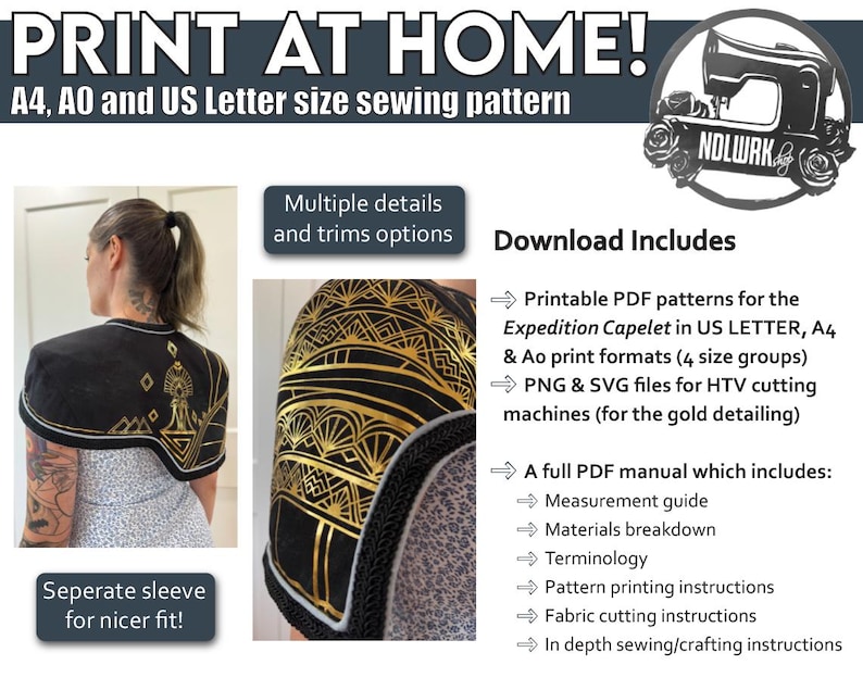 Expedition Capelet Sewing Pattern | Easy 4-piece Build | Downloadable ...