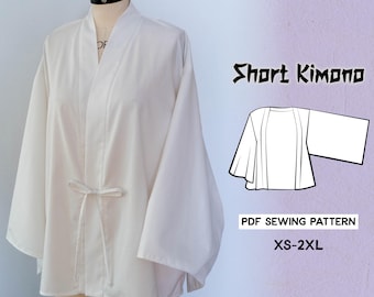 Short Haori Kimono Sewing Pattern / Downloadable PDF File and Tutorial Book