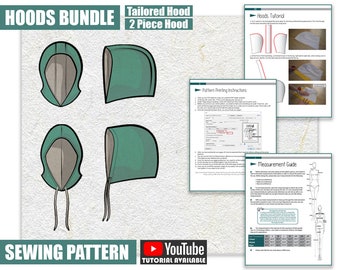 Tailored Hood & 2 Piece Hood Sewing Pattern/Downloadable PDF and Tutorial Book