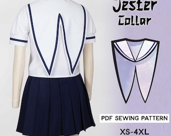Seifuku Jester Collar sömnadsmönster/nedladdningsbar PDF och handledningsbok