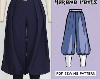 Cuffed Hakama Pants Sewing Pattern/Downloadable PDF File and Tutorial Book