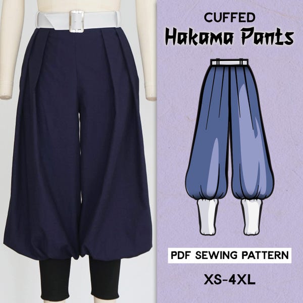 Cuffed Hakama Hose Schnittmuster / herunterladbare PDF-Datei und Tutorial-Buch