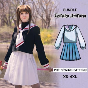 Classic Japanese School Uniform Sewing Pattern | Womens XS Classic Japanese School Uniform Sewing Pattern | Womens XS
