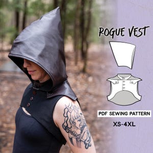 Hooded Half Vest Sewing Pattern: Medieval Cosplay Costume (XS-4XL) (Downloadable PDF File)