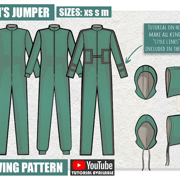 XS S M Men's Jumper & Hoods Sewing Pattern/Downloadable PDF and Tutorial Book