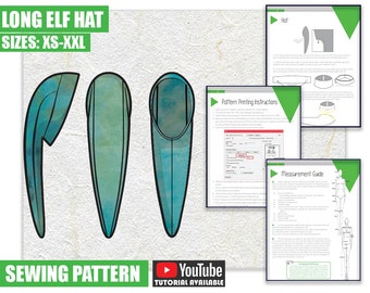 Long Elf Hat Sewing Pattern/Downloadable PDF File and Tutorial Book