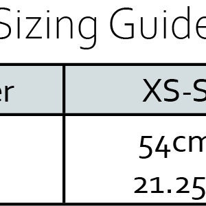 Sizing guide from XS to XL in 4 sizes. Toddler is 52 centimeters, extra small to small adult head is 54 centimeters, medium is 57 centimeters and large to extra large is 62 centimeters.