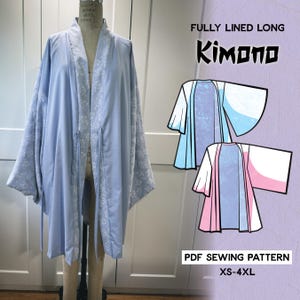 Patrón de costura para haori/kimono largo forrado/Archivo PDF descargable y libro tutorial