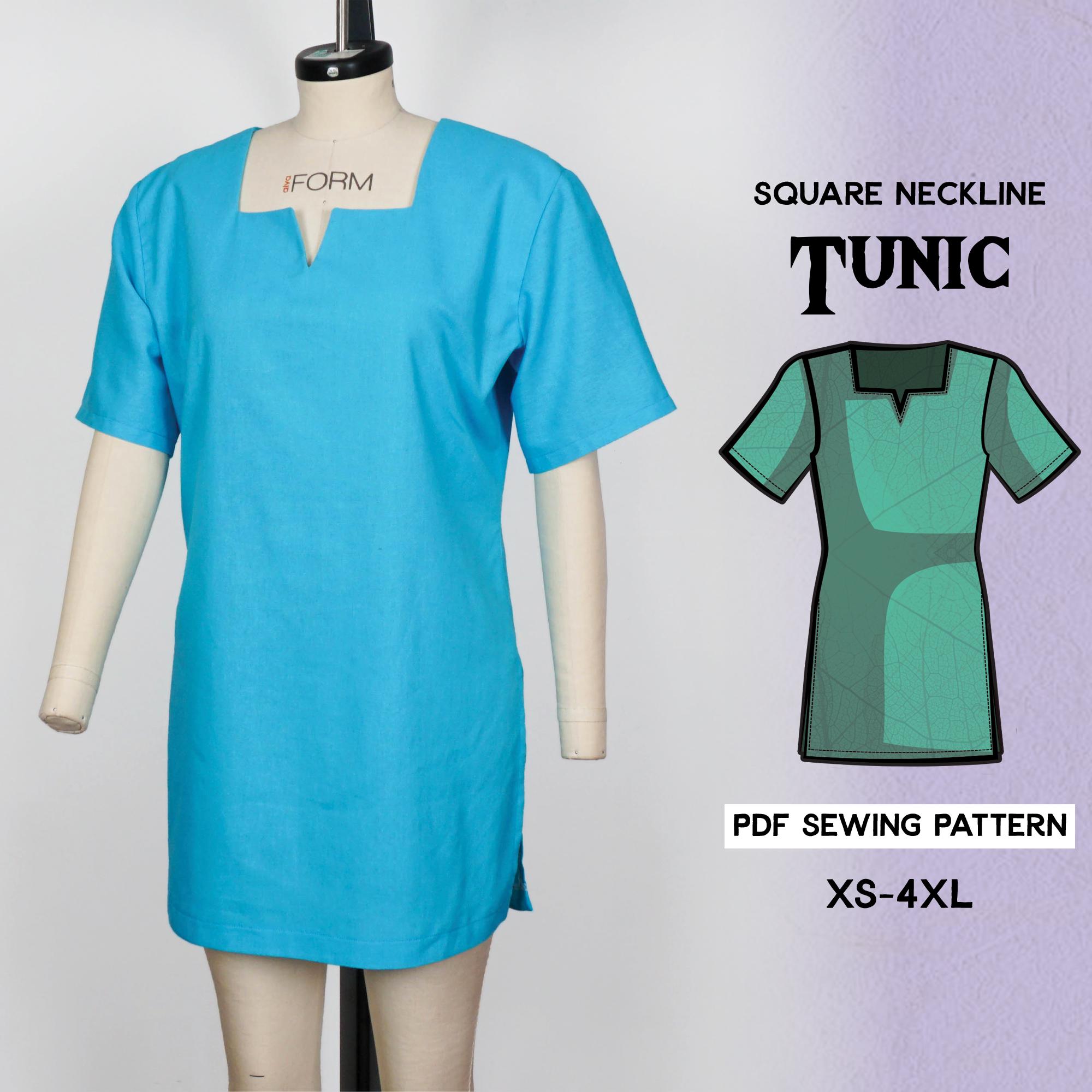 Square Neckline Tunic Sewing Pattern/downloadable PDF and Tutorial Book ...