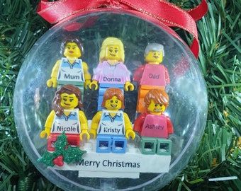 Personalised Lego® Minifigure Christmas Bauble, Christmas Ornament, Family Gift, Christmas Gift, Personalised Gift, Minifigure Family