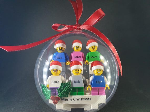 Personalised Lego Minifigure Christmas Bauble Christmas Ornament Family Gift Christmas Gift Personalised Gift Minifigure Family Etsy