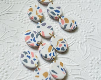 Multicolor terrazzo dangles | Polymer clay earrings | Statement earrings | Handmade earrings