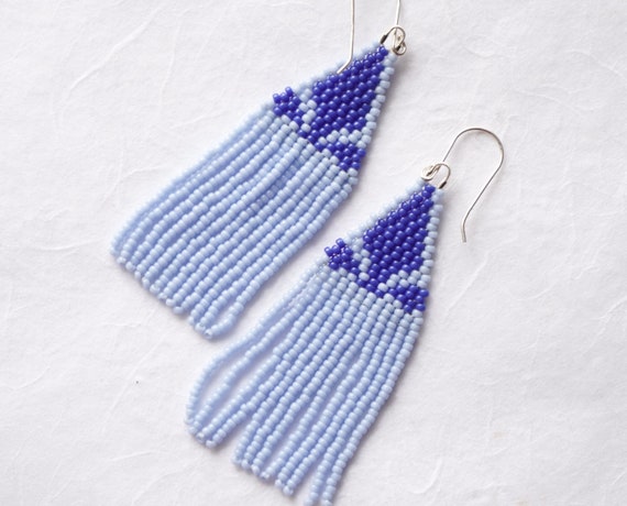 Light blue fringe best sale earrings