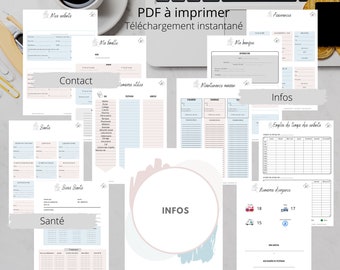 Kit d'organisation: Section Infos / Pdf à télécharger et imprimer (illimité) / Planner / Printable