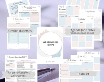 Kit d'organisation: Section Gestion du temps  / Pdf à télécharger et imprimer (illimité) / Planner / Printable