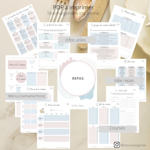 Organization kit: Meal section. / PDF to download and print (unlimited) / Weekly menus / Planner /