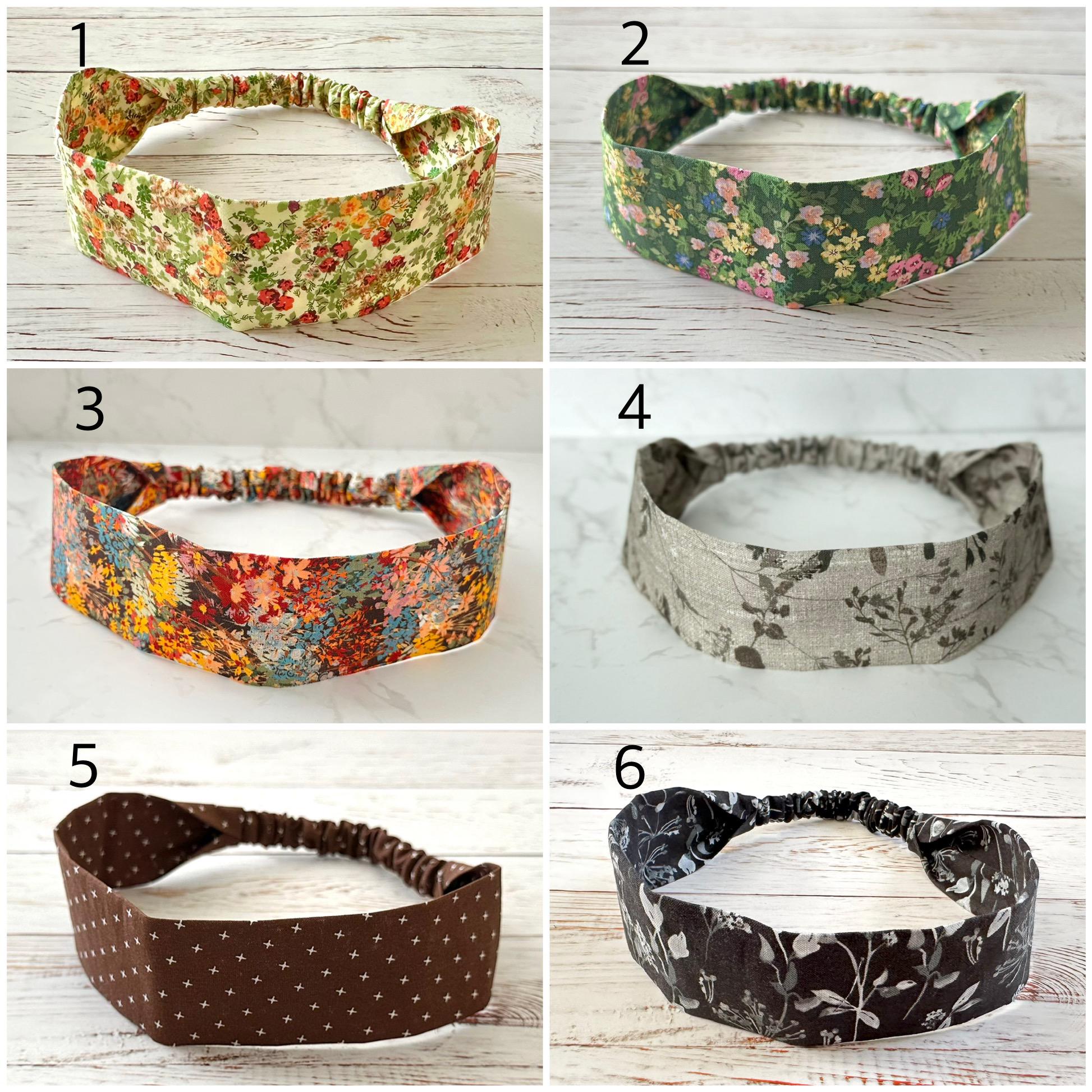 Floral Cotton Headband: Narrow Comfort Fit with Elastic Back. Handmade in the USA.
