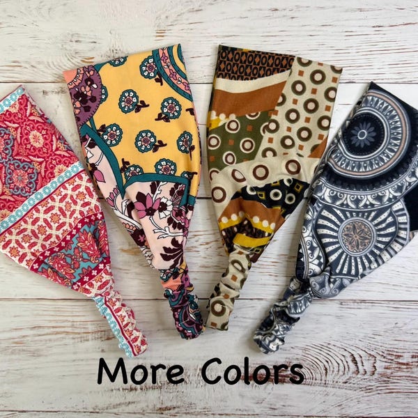 No Slip Wide Headband: Soft Jersey Knit, Stretchy Elastic Back.
