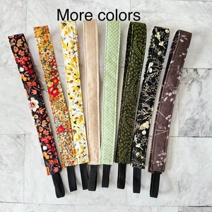 Narrow Cotton Headband: Handmade Thin Hair Band with Elastic Back. No Slip Comfort Headband.