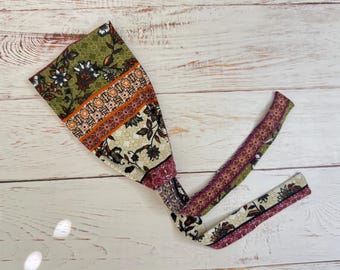 Soft Wide Headband : Comfortable Jersey Knit Headband. Tie Back. Self Tie Adjustable Headband. Handmade in USA